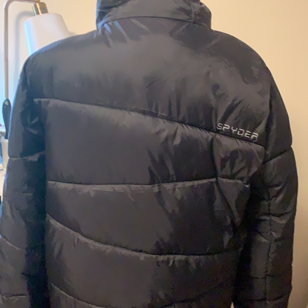 Spyder black polyester hooded quilted coat, small - Picture 9 of 15